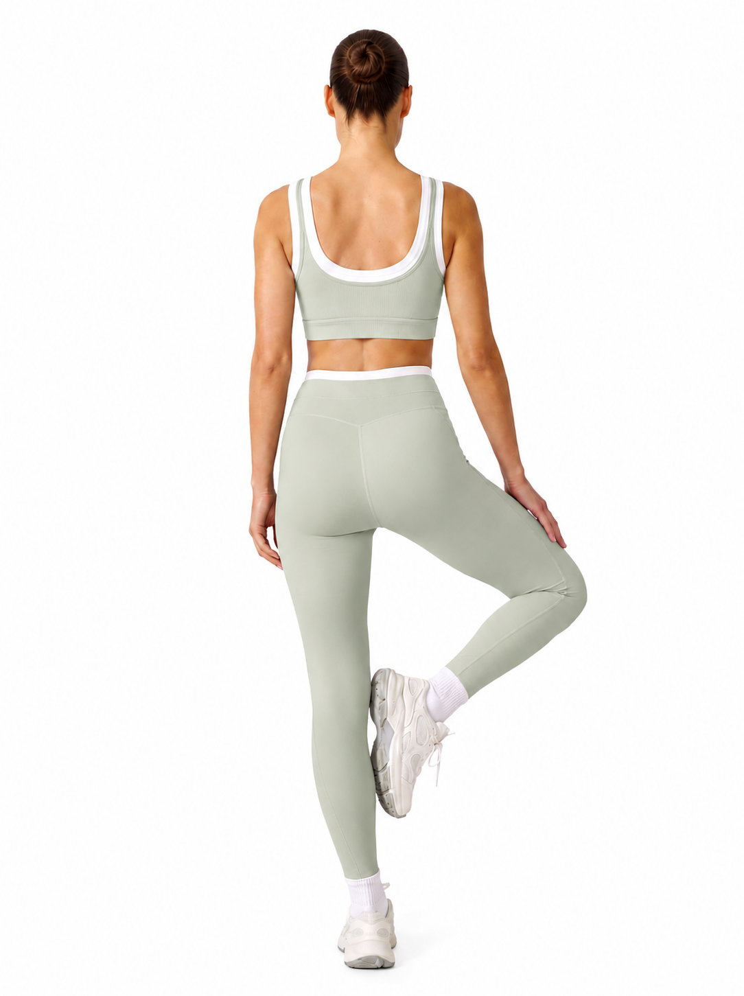 High Waist Leggings mit Layered Look – Mykonos Mint
