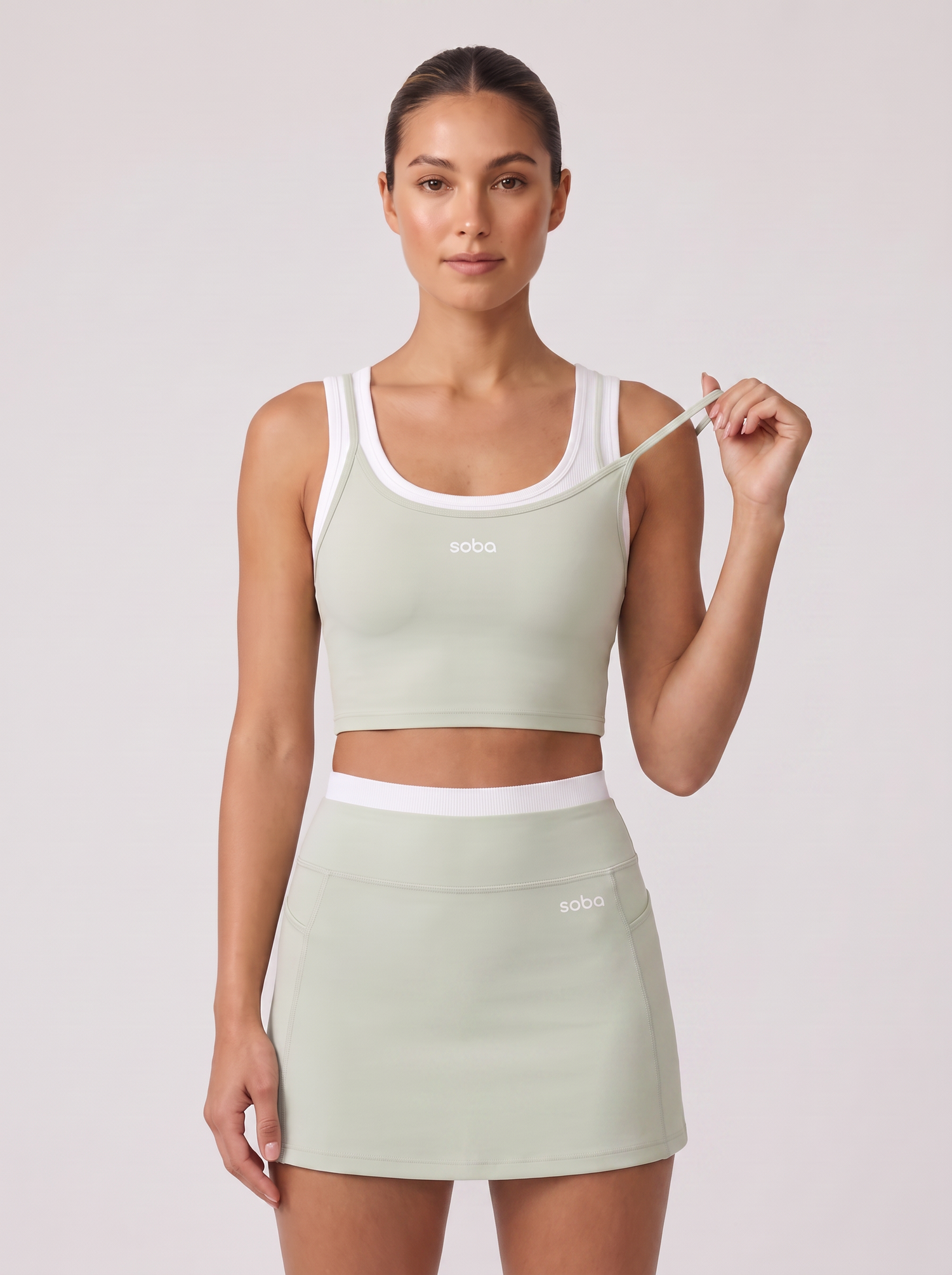 Tank Top Set mit geripptem Bra – Mykonos Mint