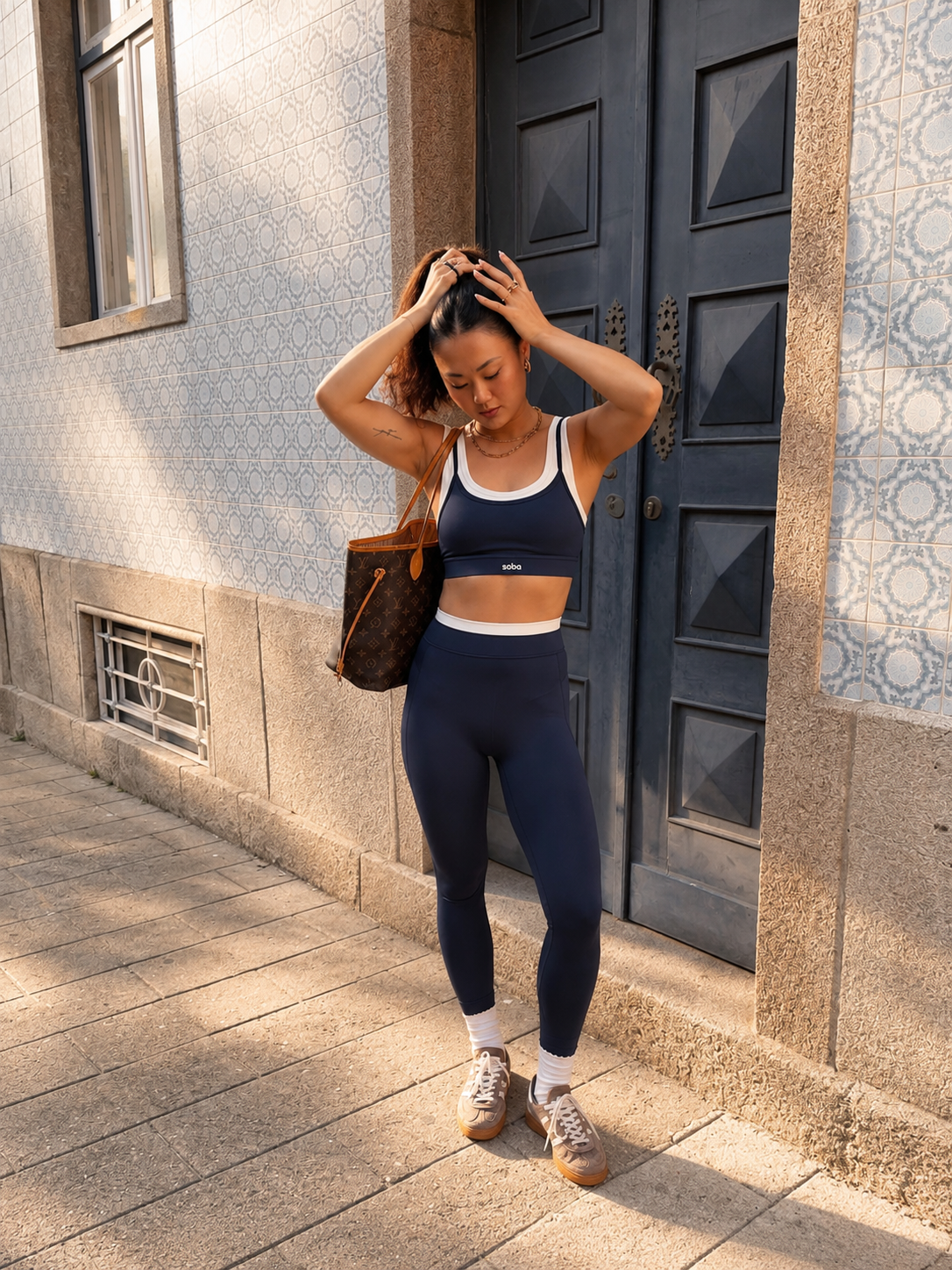 High Waist Leggings mit Layered Look – Malibu Midnight