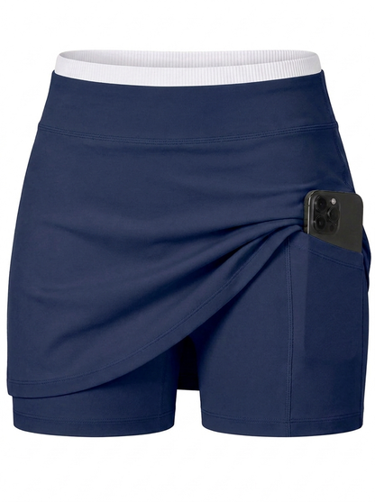 Tennis Skirt mit integrierter Shorts – Malibu Midnight