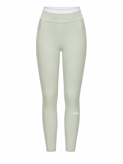 High Waist Leggings mit Layered Look – Mykonos Mint