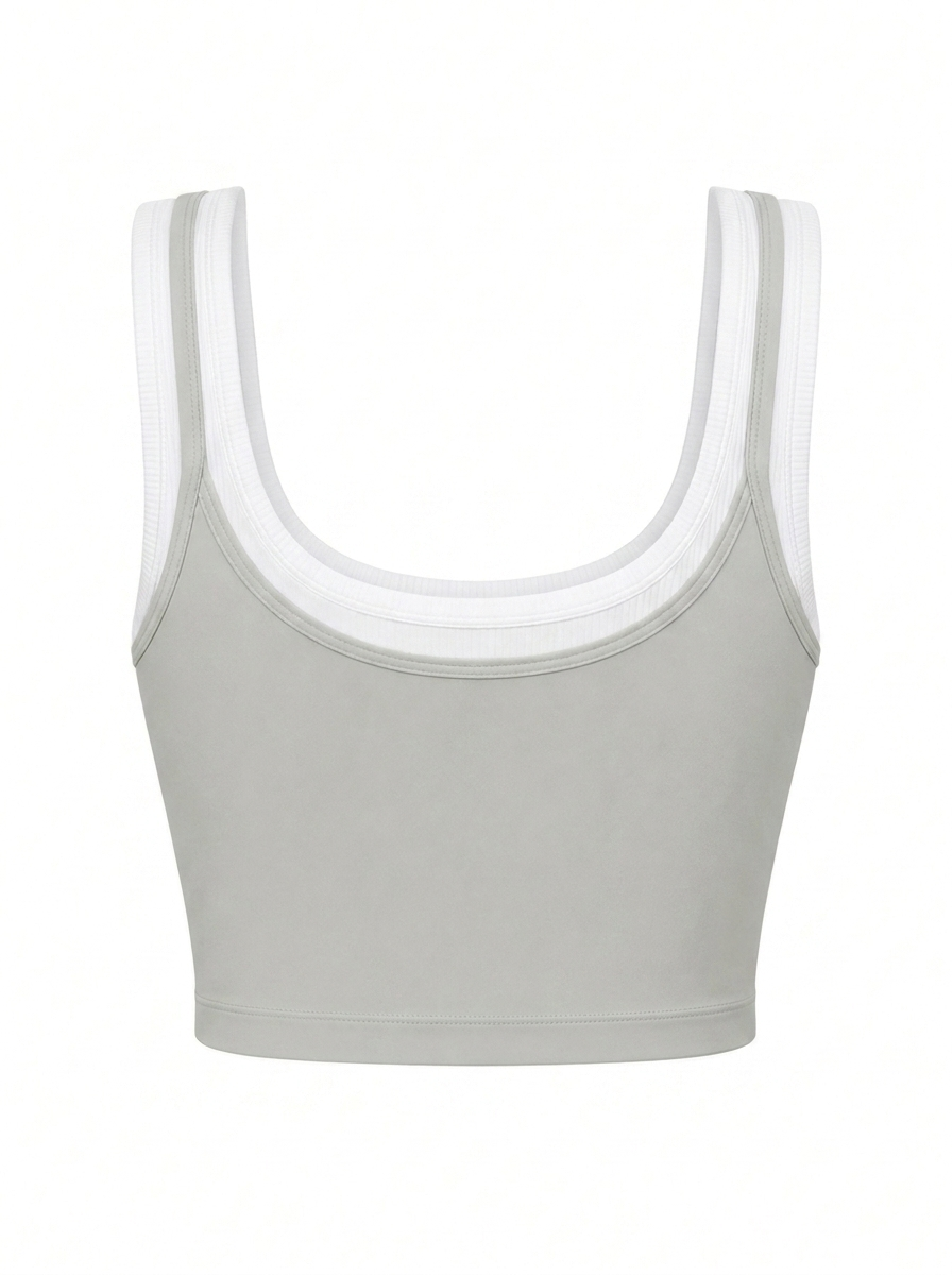 Tank Top Set mit geripptem Bra – Santorini Stone