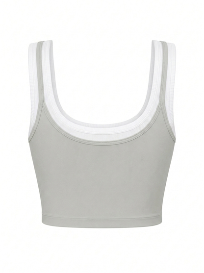 Tank Top Set mit geripptem Bra – Santorini Stone