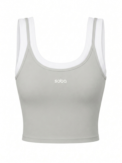 Tank Top Set mit geripptem Bra – Santorini Stone