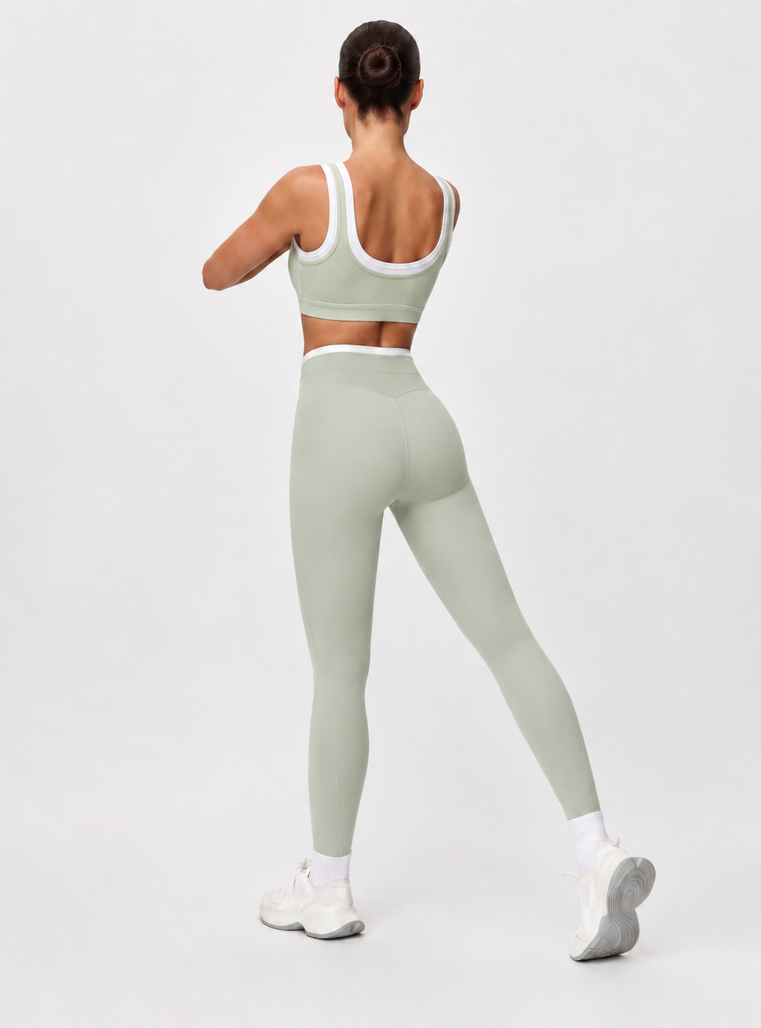 High Waist Leggings mit Layered Look – Mykonos Mint