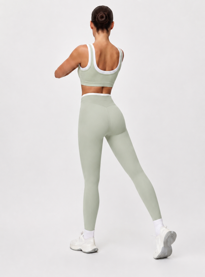 High Waist Leggings mit Layered Look – Mykonos Mint