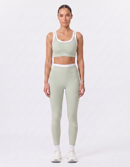 High Waist Leggings mit Layered Look – Mykonos Mint