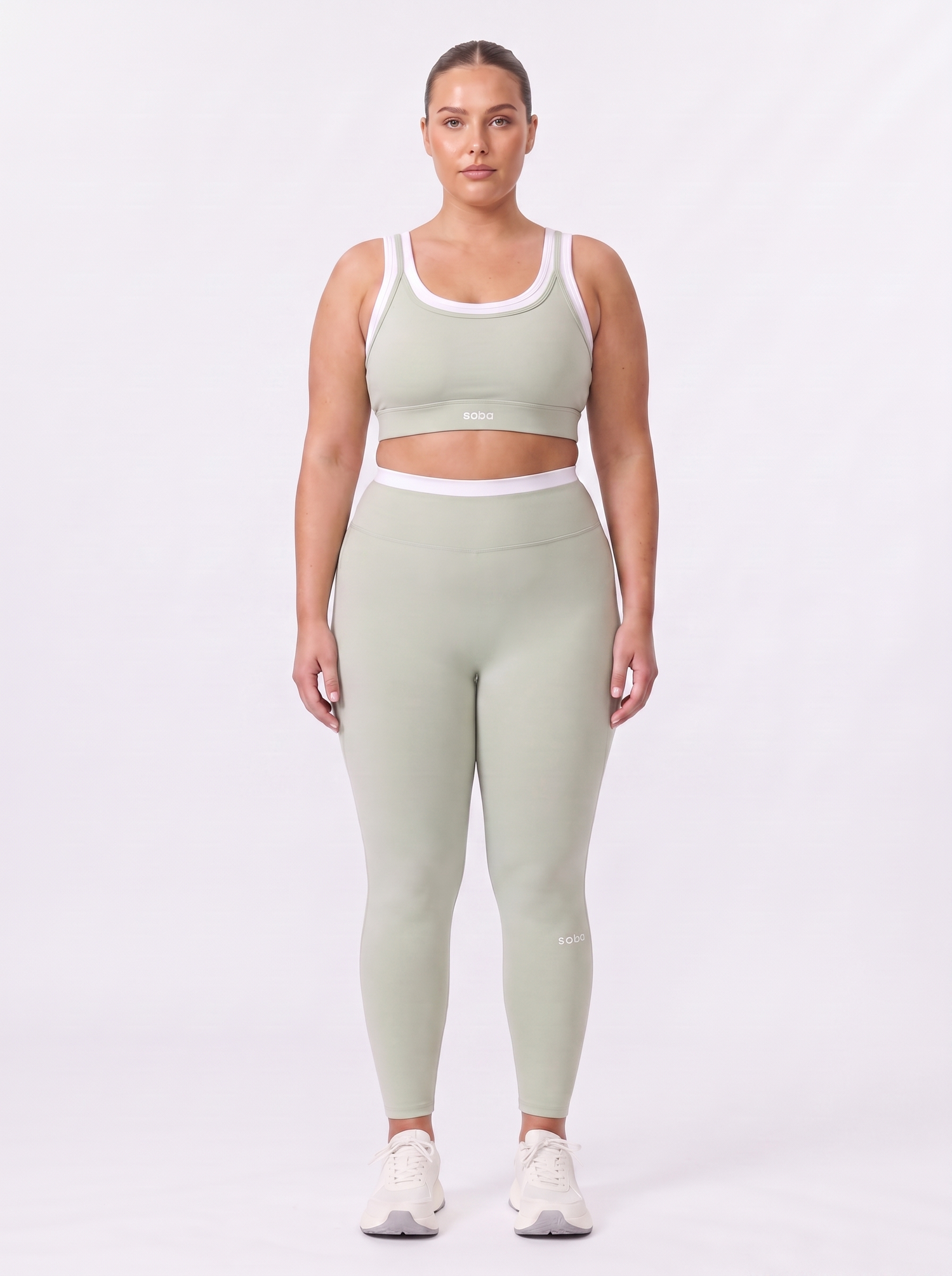 High Waist Leggings mit Layered Look – Mykonos Mint
