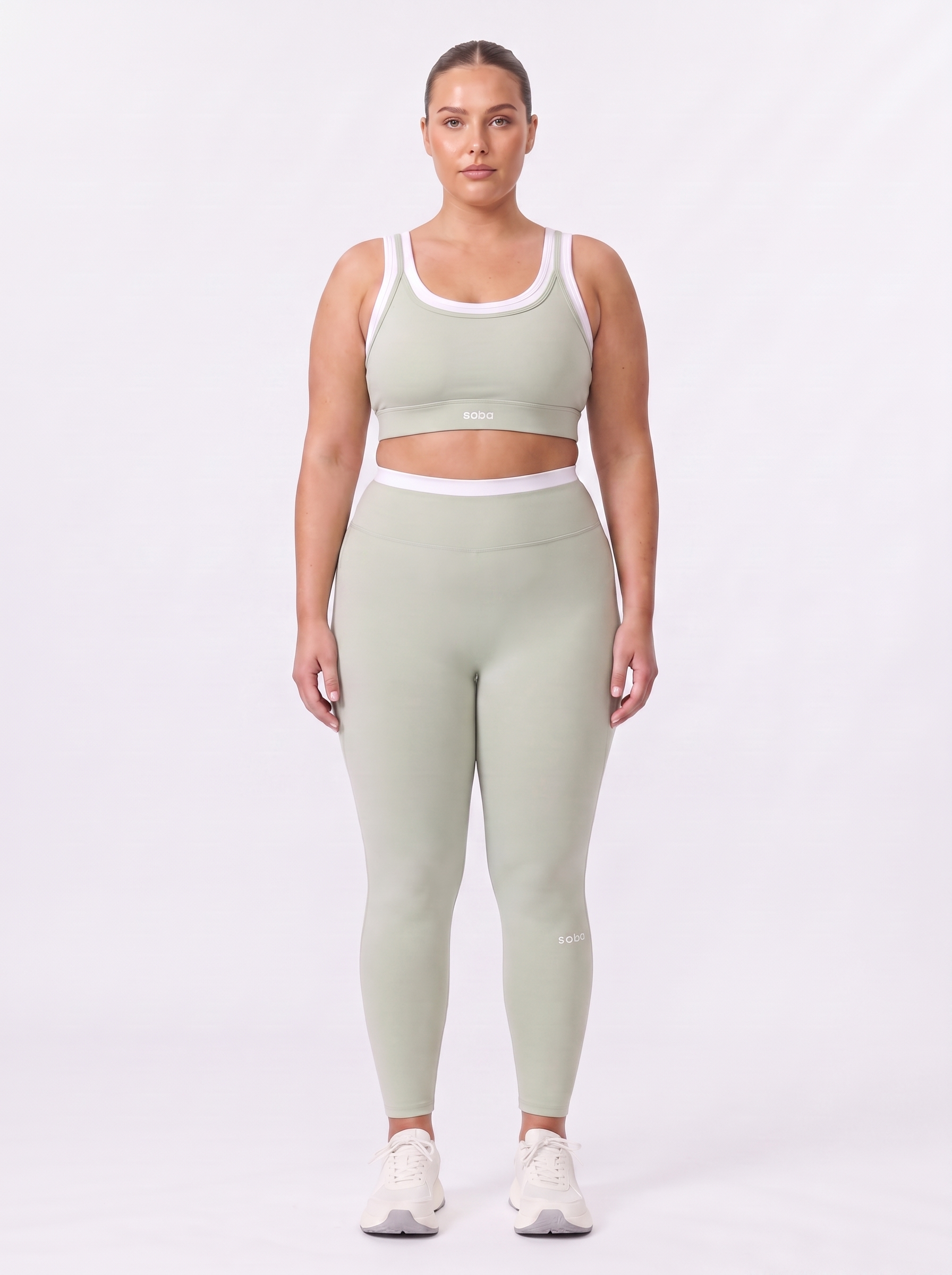 High Waist Leggings mit Layered Look – Mykonos Mint