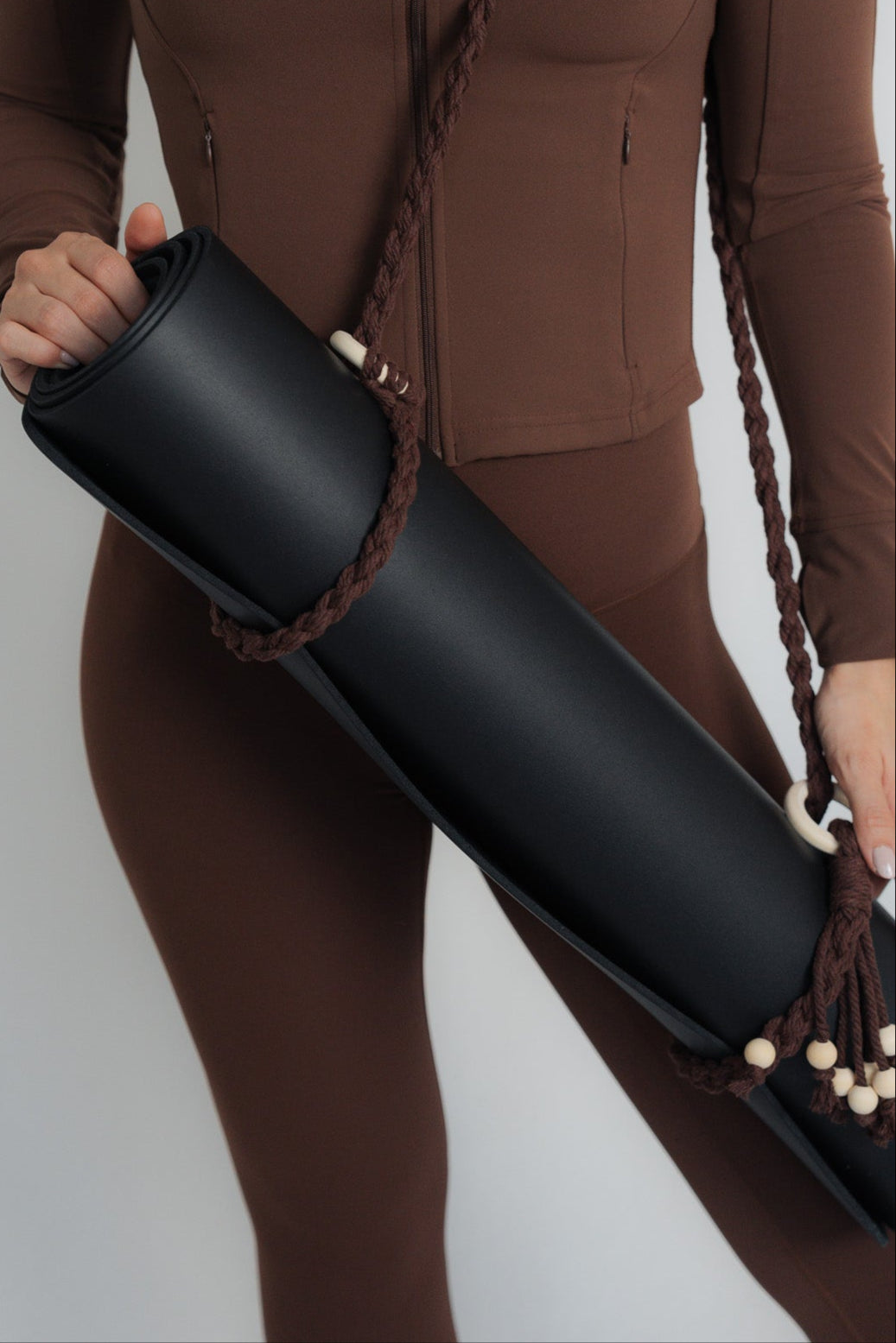 Tragegurt für Trainingsmatten im Boho Stil - chocolate